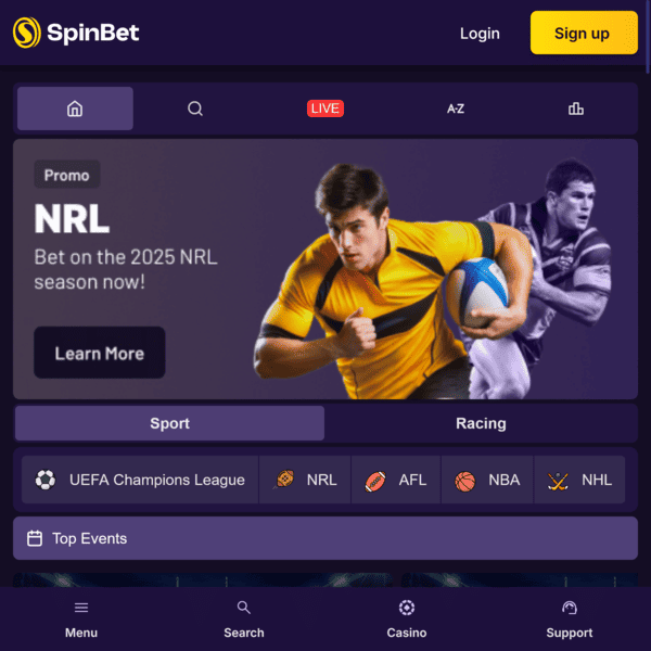 Sportsbook Main Page SpinBet